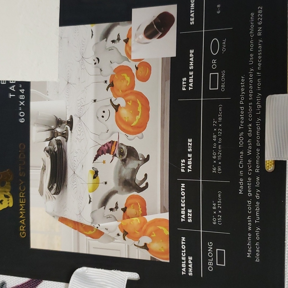 Grammercy Studio 60 x 84 Oblong Halloween Tablecloth with Ghosts, Pumpkins